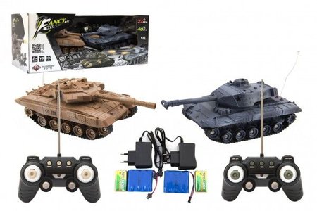 Tank RC 2ks 25cm tankov bitva+dobjec pack 27MHZ a 40MHz se zvukem se svtlem