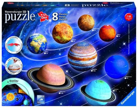 Puzzle Ravensburger Planetrn soustava; 522 dlk 3D