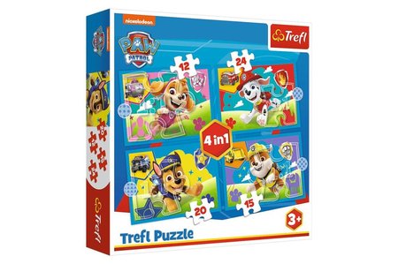 Puzzle 4v1 tata v bhu Tlapkov patrola/Paw Patrol 28,5x20,5cm v krabici