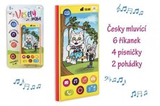 Teddies Vesel Mobil Telefon plast esky mluvc 7,5x15cm na baterie se zvukem na kart